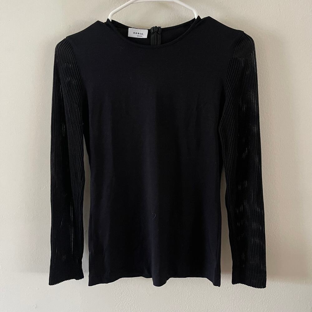 Akris Punto Black Mesh Crewneck Tee Top Womens 4 Small Minimalist Elevated Basic